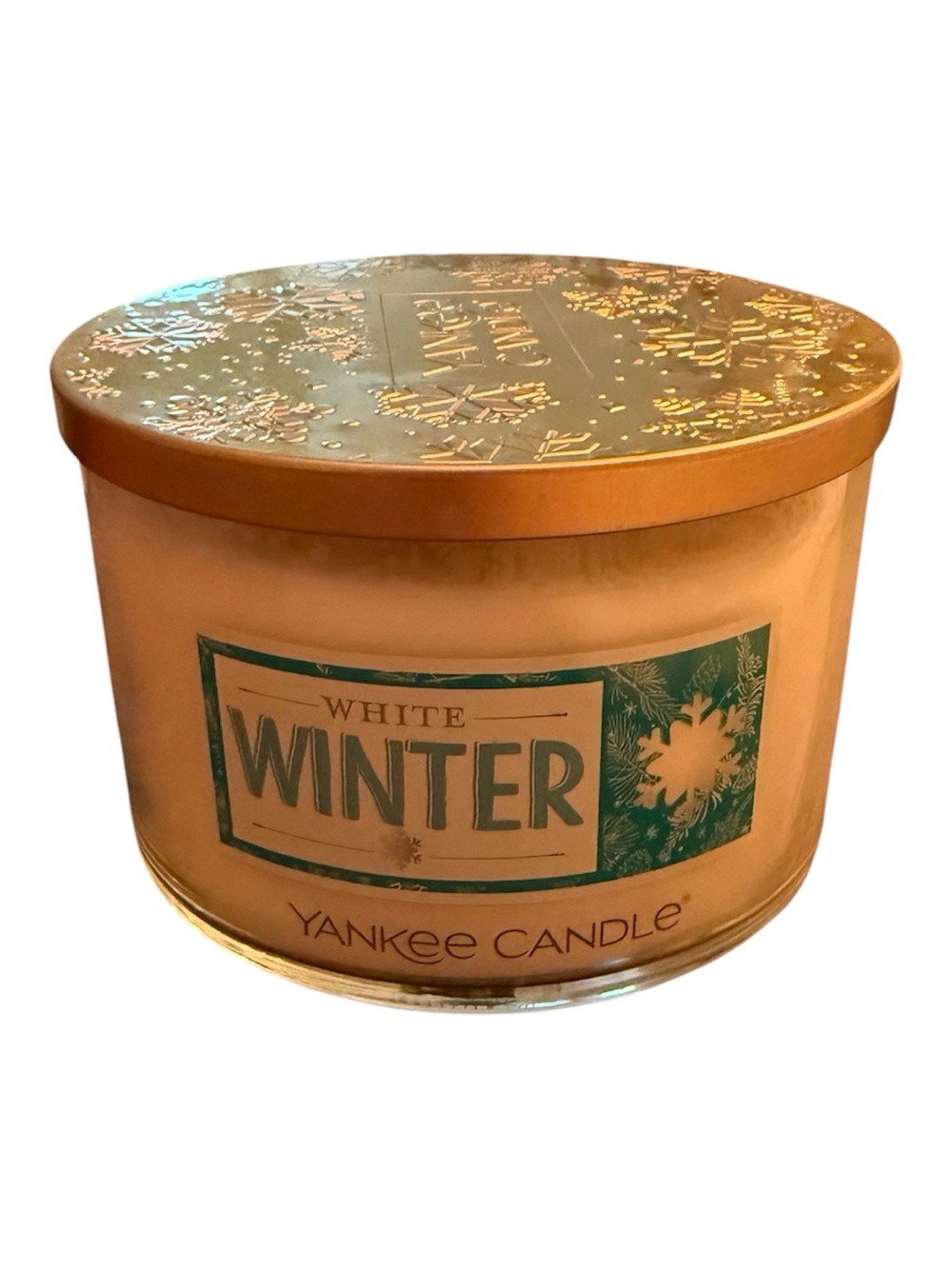 Yankee Candle White Winter 18 oz 3 Wick Candle Snowflake Lid Retired New